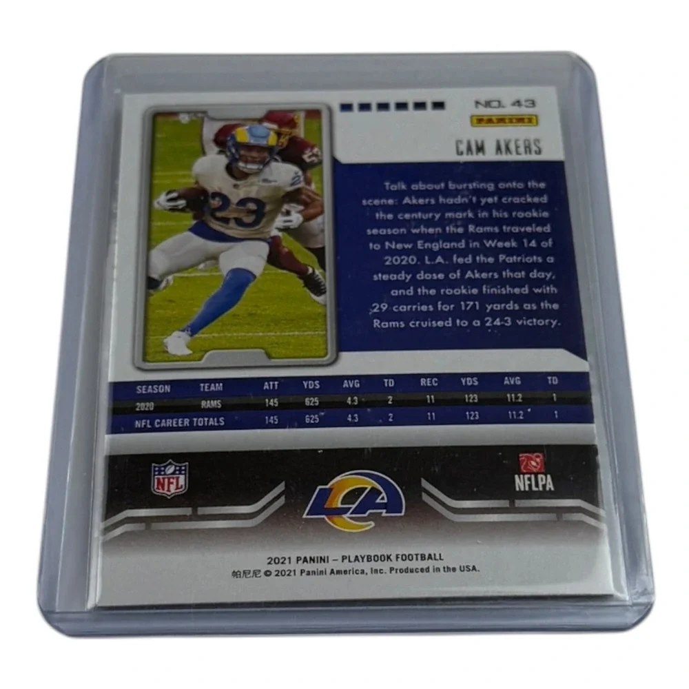 2021 Panini Playbook Football Cam Akers No 43 Blue‎ Sparkle Prizm LA Rams RB